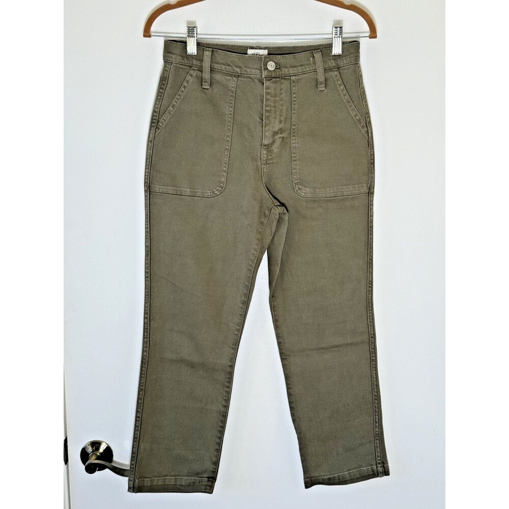 J.Crew Straight Leg Pants 26 Olive Green Pockets Utility Minimalist Casual Crop